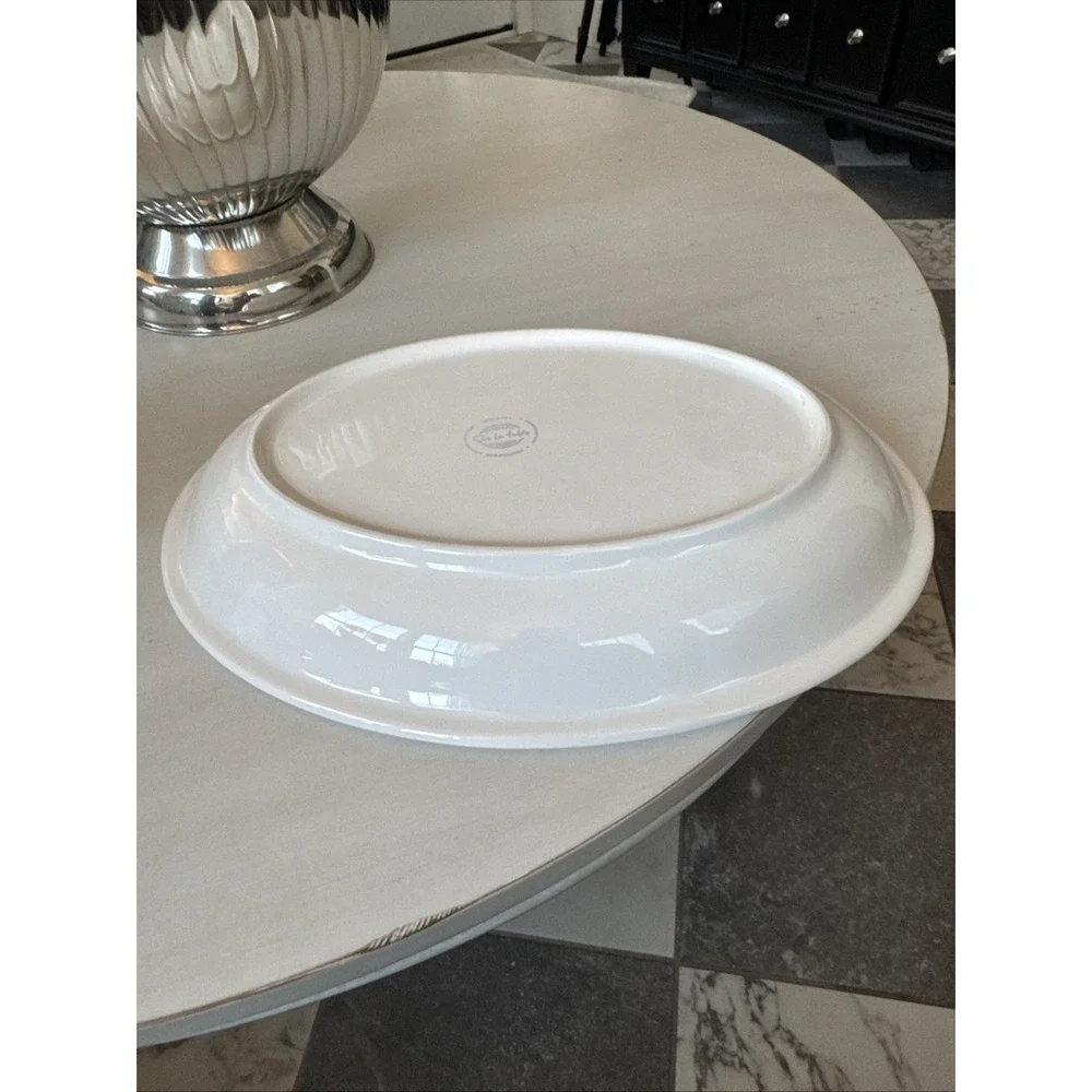 Sur La Table Large Oval Serving Platter White Eartenware 19.25 x 14 Inches